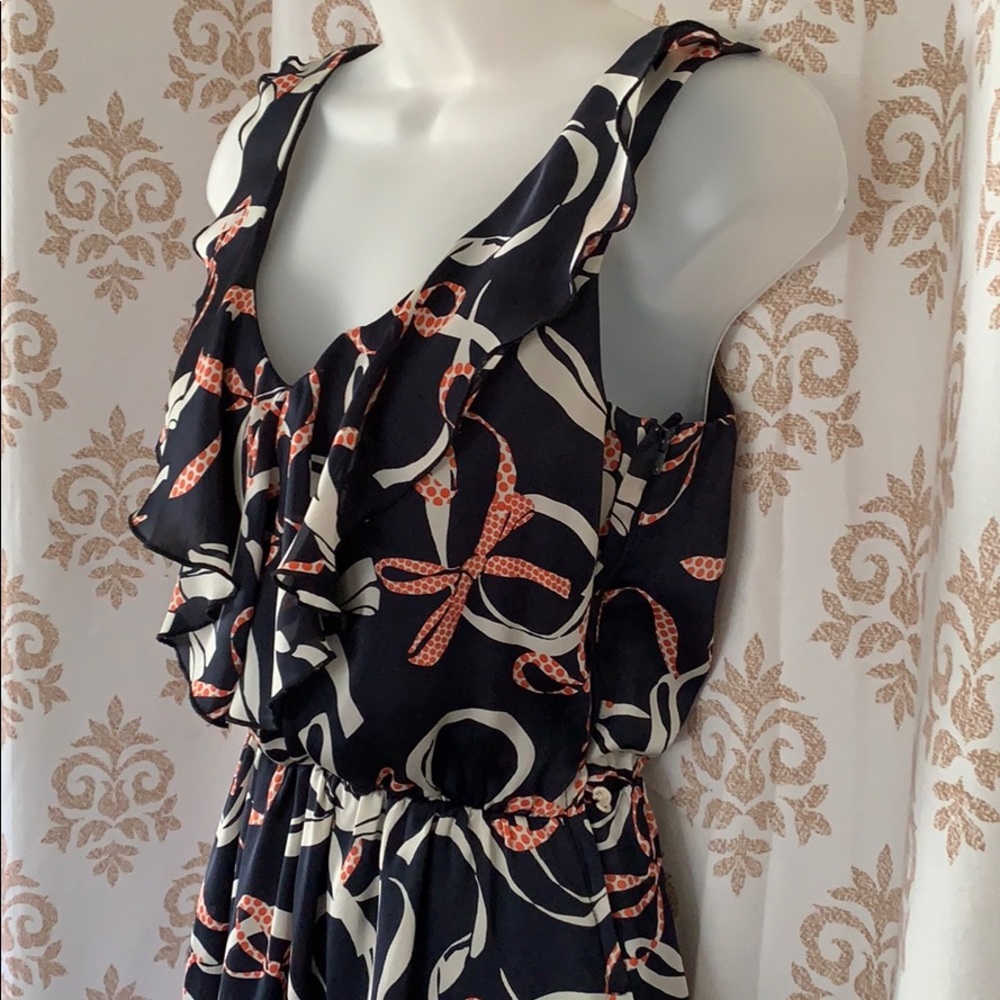 H&M navy blue summer dress ruffle 8
